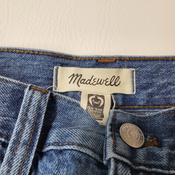 Madewell Skirt Rigid Denim A-line Medium Wash Denim Mini Length Raw Hem Size 24 - Picture 4 of 8